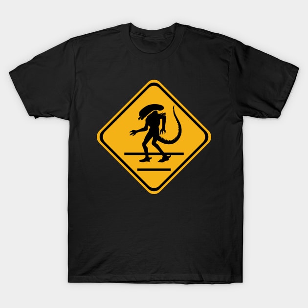 Alien Crosswalk Sign 1 T-Shirt by prometheus31